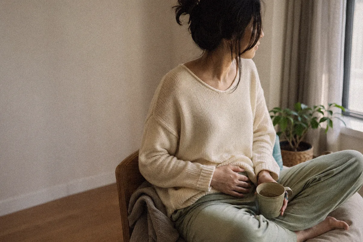 生理前の不調を抱える女性